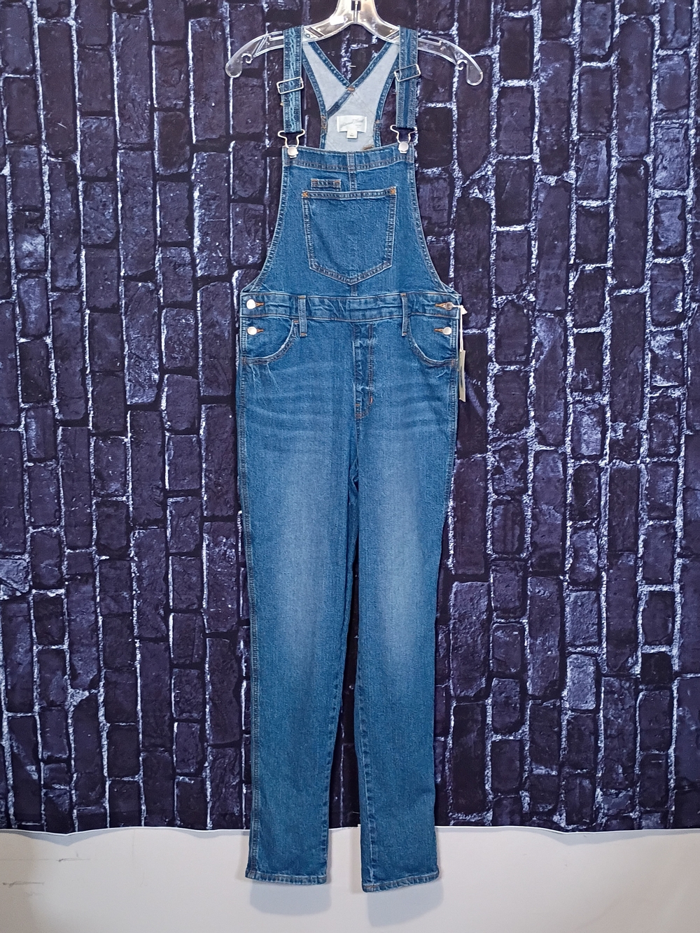 Universal Thread Women's Blue Denim Overalls with Front Bib
